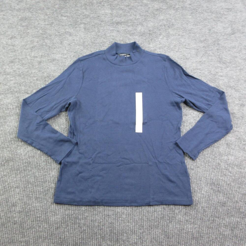 Banana Republic Sweater Womens XL Blue Pullover Mock Neck Tight-Knit Stretch NWT